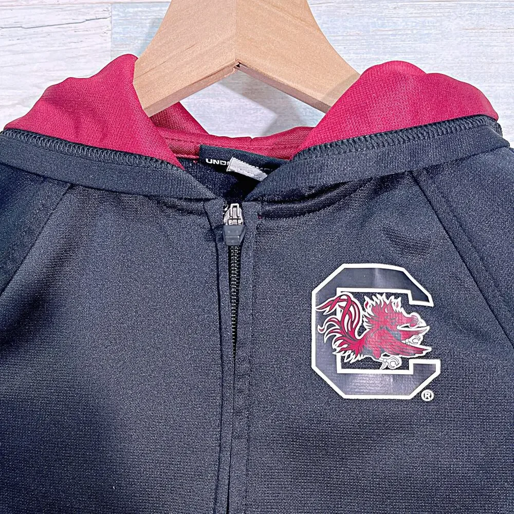 South Carolina Gamecocks Full Zip Tech Hoodie Jacket Black Under Armour Boy 5